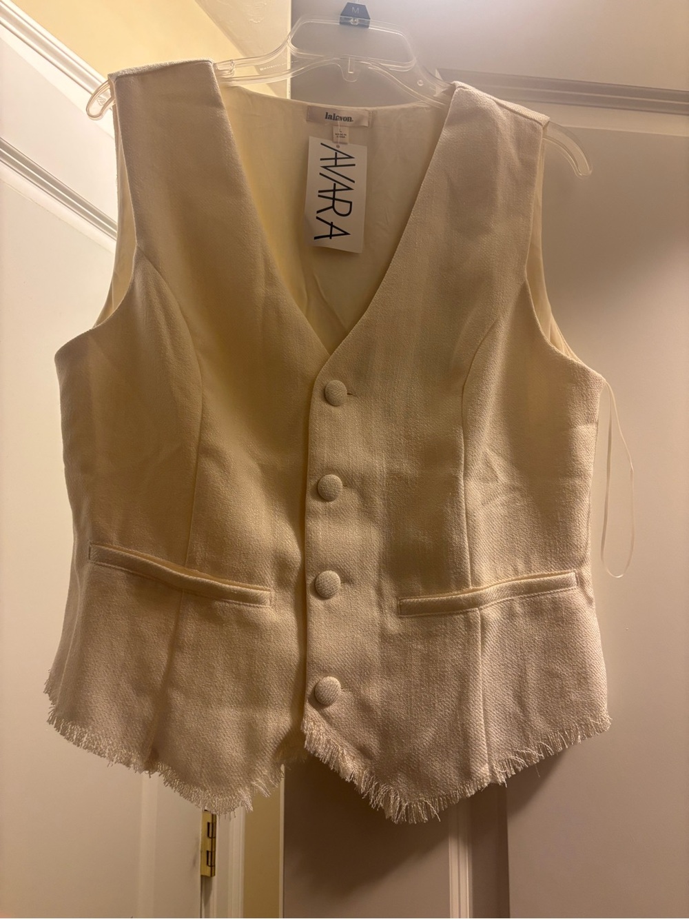 AVRA Cream Textured Button Vest